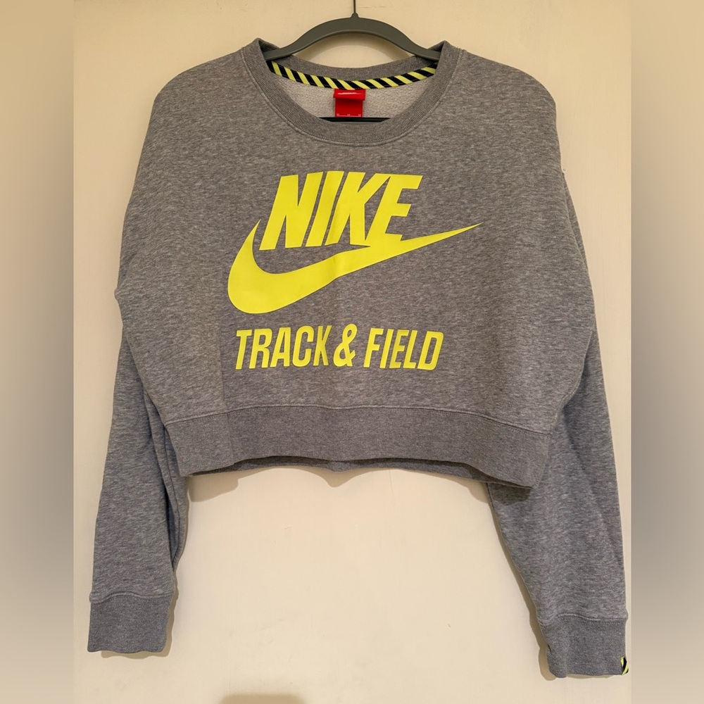 Nike Gray and Yellow Track & Field Sweatshirt